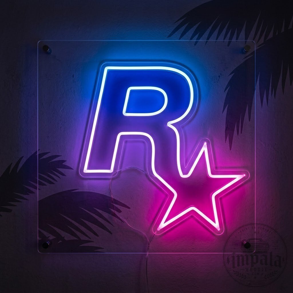 GTA 6 Color Pallete Inspired Rockstar Neon Wall Light