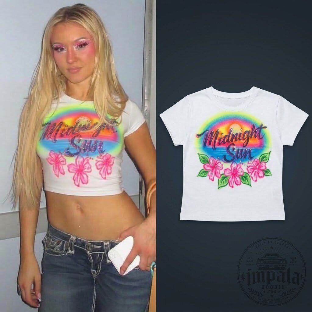Zara Larsson Midnight Sun Retro Hibiscus Graphic Crop Top T-Shirt