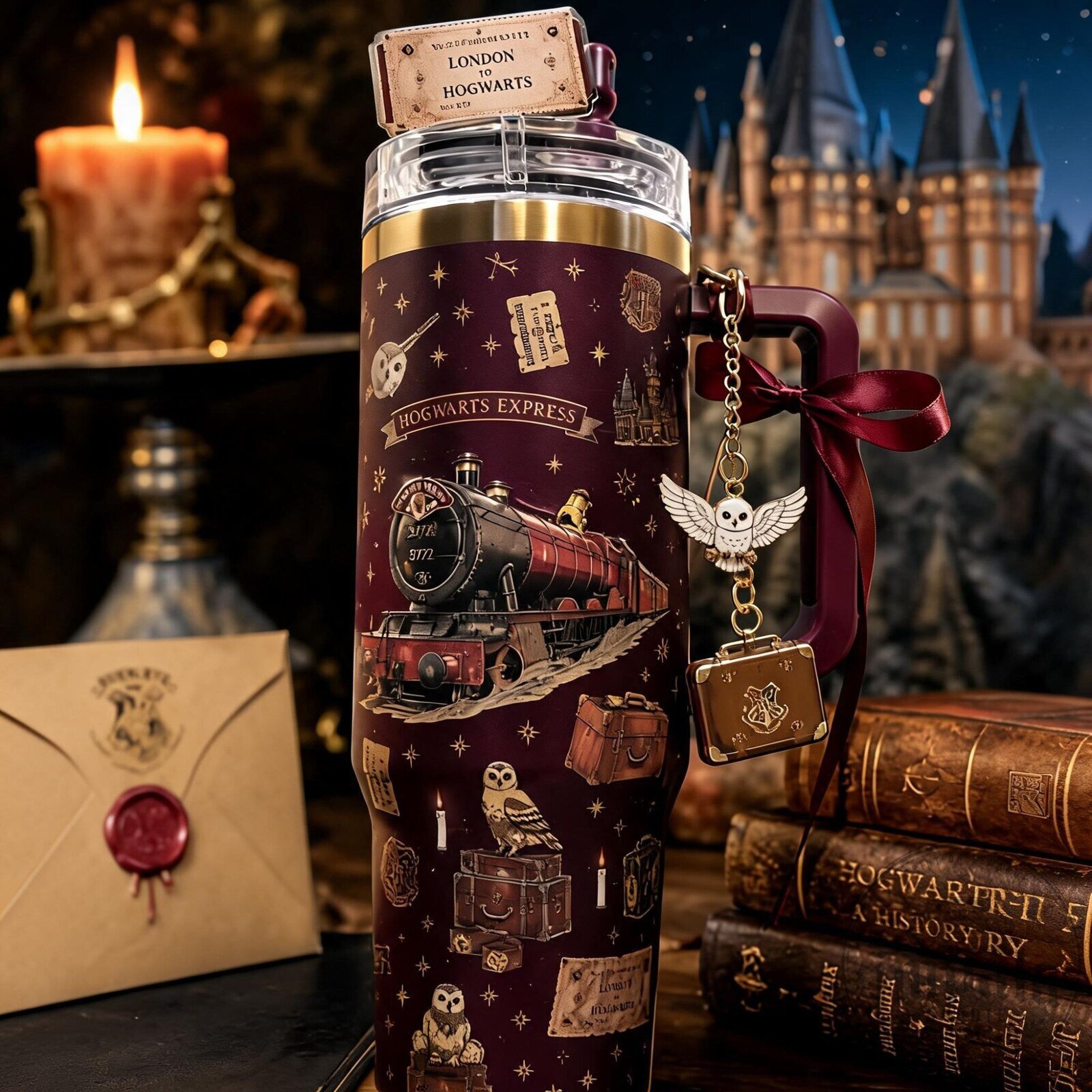 Harry Potter Hogwarts Express Tumbler With Hedwig Charm Tumbler
