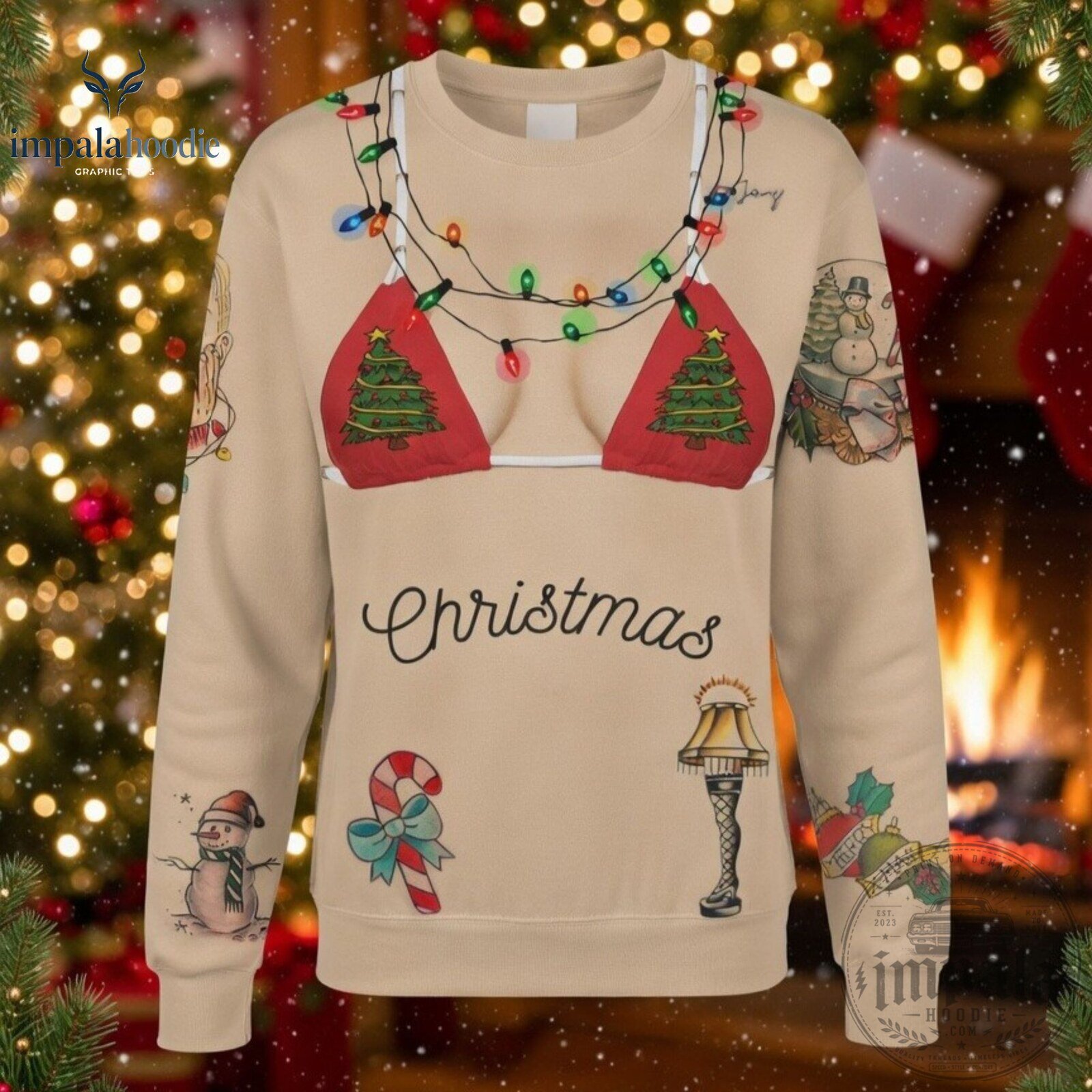 Christmas Wearing Bra Ugly Sweater