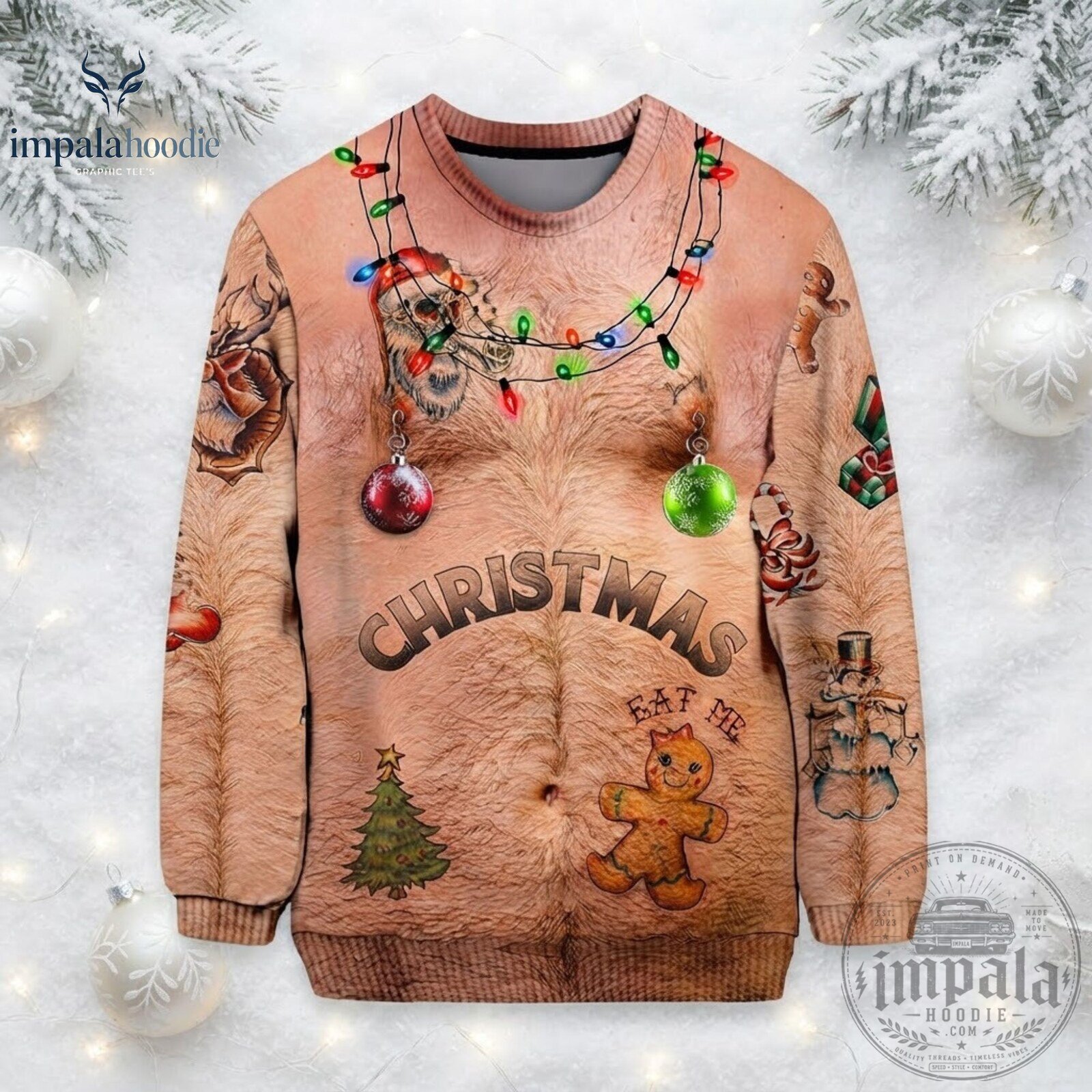 Funny Hairy Body Christmas Ugly Sweater 8 Funny Hairy Body Christmas Ugly Sweater