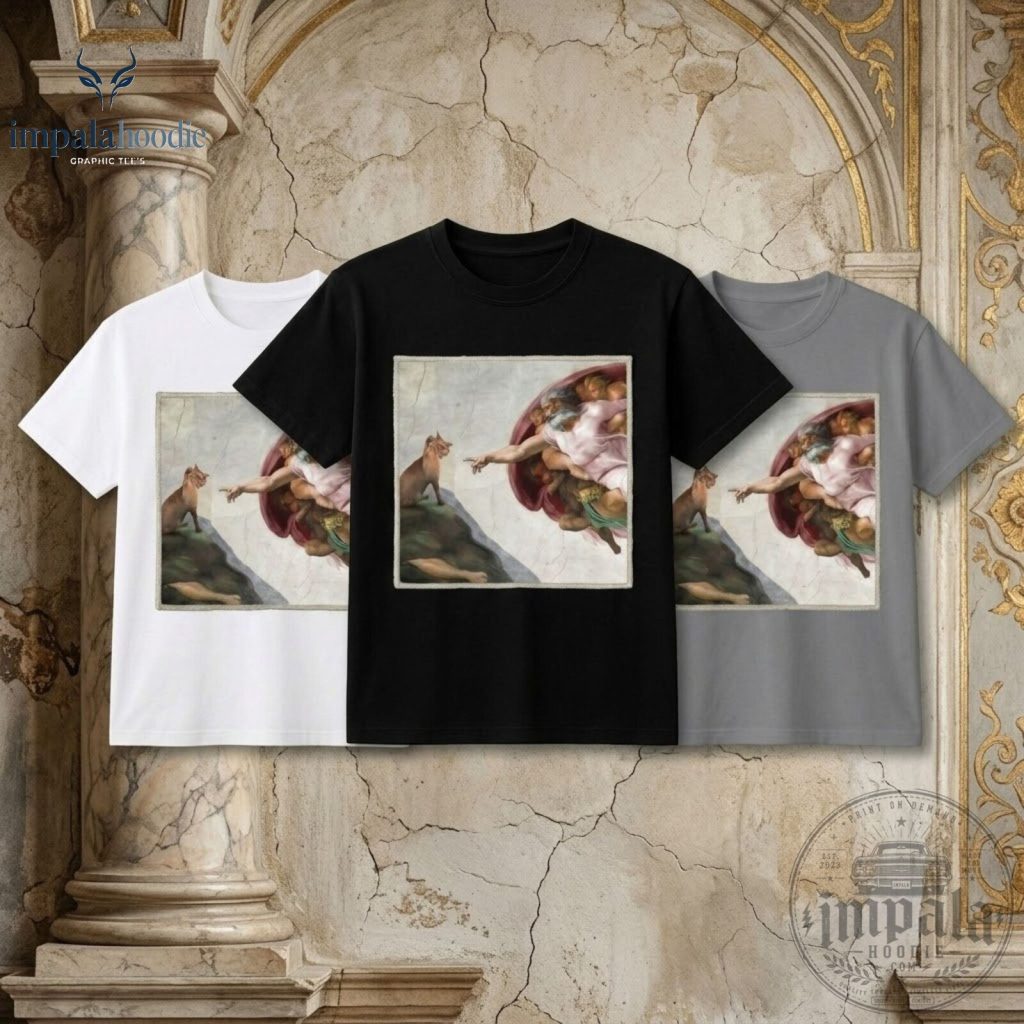 Funny The Creation Of Orange Cat Parody Graphic T-Shirt Funny The Creation Of Orange Cat Parody Graphic T-Shirt
