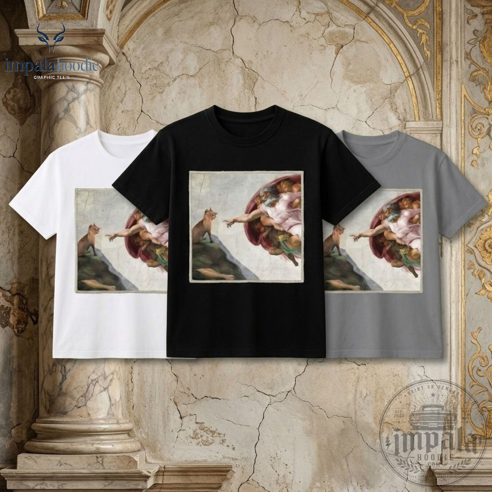 Funny The Creation Of Orange Cat Parody Graphic T-Shirt