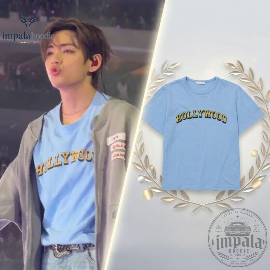 "Top 5 Must-Have Collectibles: T-Shirts, Caps, Headbands, Calendars & More" 38 V BTS ARIRANG World Tour Arirang Blue Hollywood T-Shirt