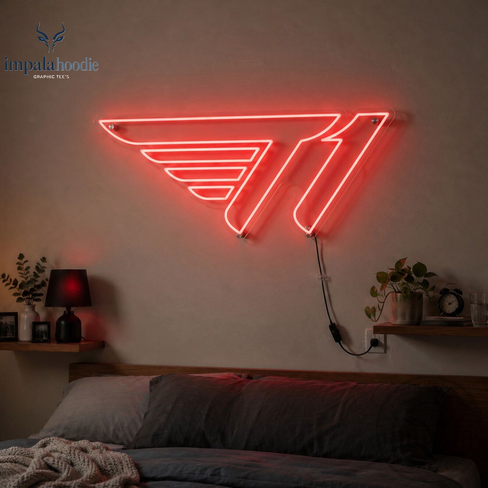 T1 Esports Logo Red Neon Wall Light