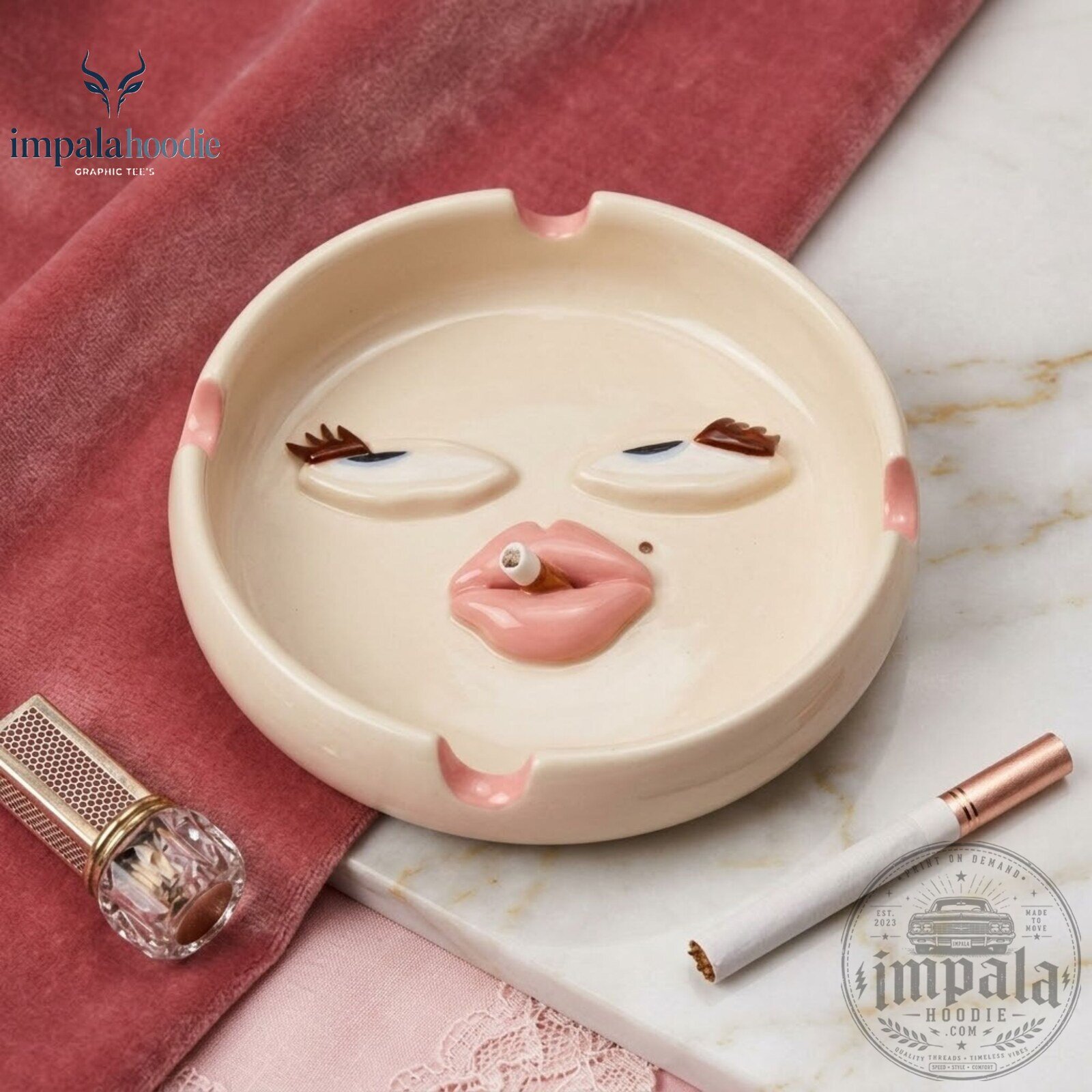 Funny Face Smoking Ceramic Ashtray