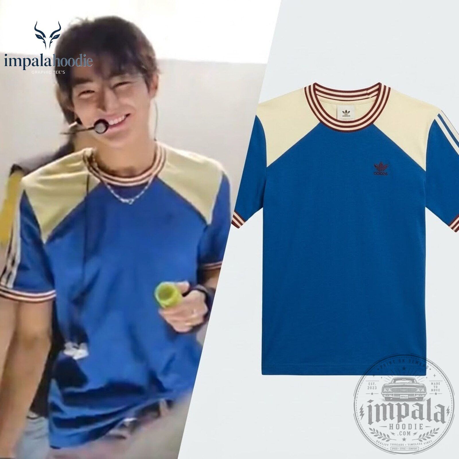 CORTIS Keonho Blue With White & Red Stripes T-Shirt