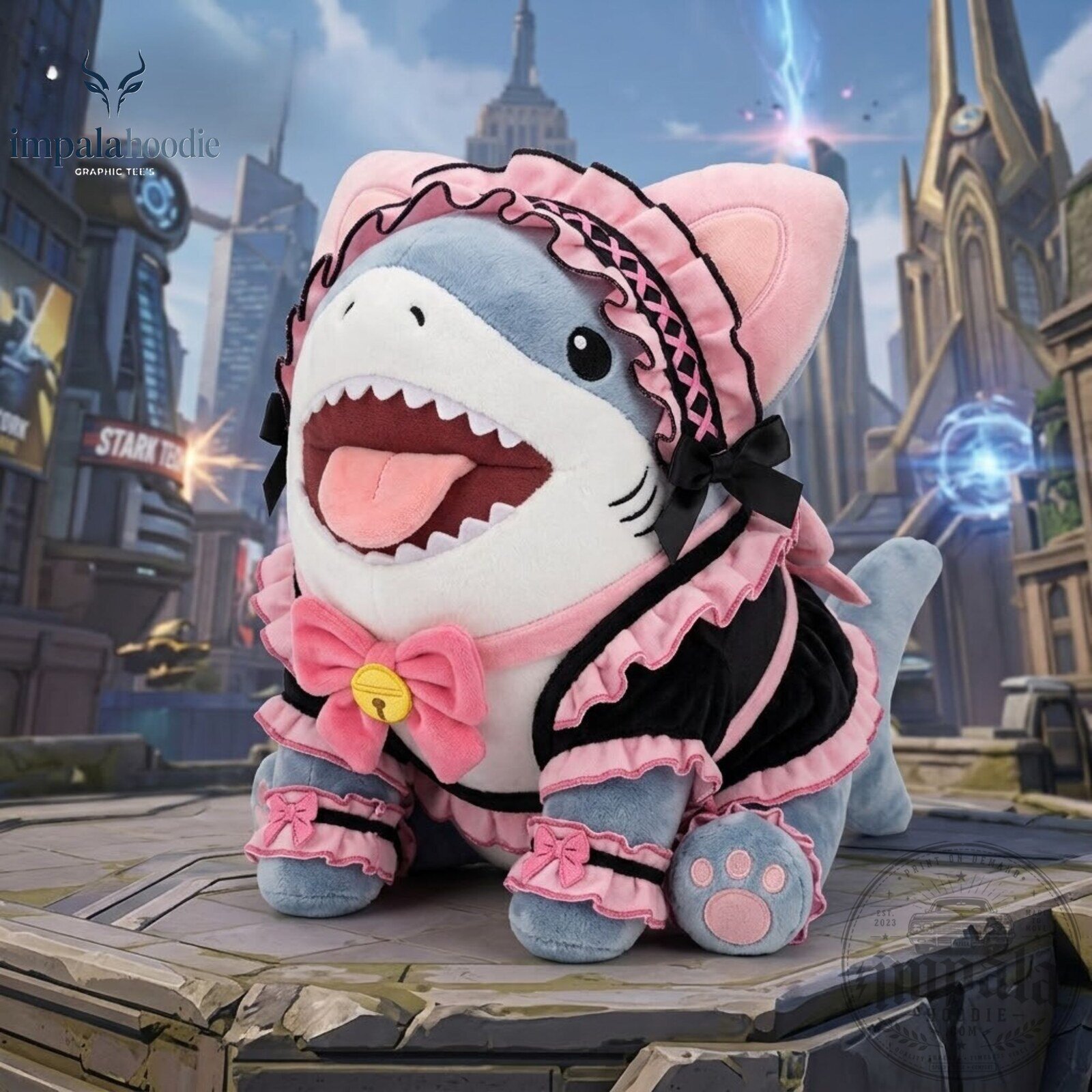 Marvel Rivals Jeff The Shark Black & Pink Maid Outfit Plush Toy