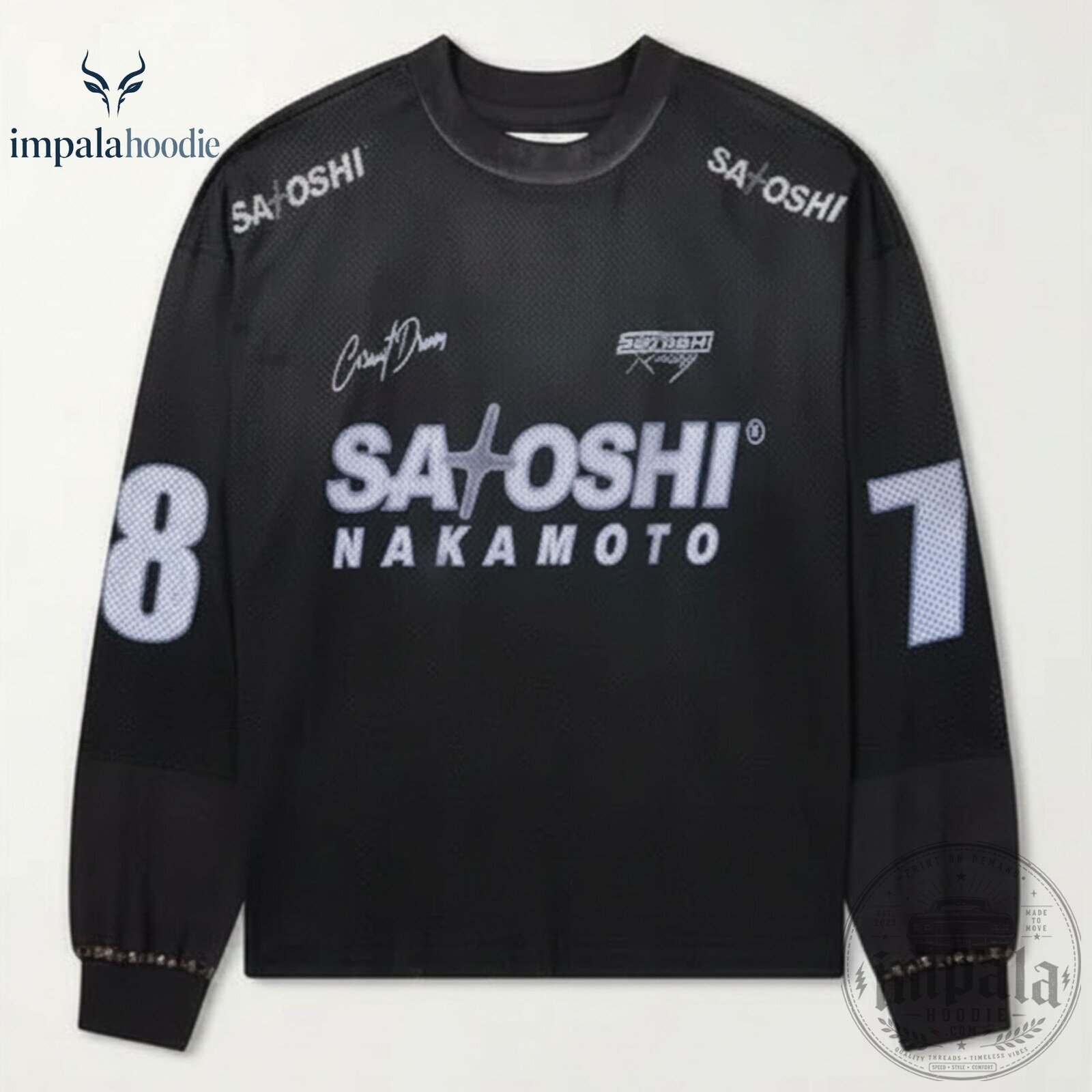 Marshmallow SAKOSHI NAKAMOTO 87 Black Long Sleeve Sweatshirt 8 Marshmallow SAKOSHI NAKAMOTO Black Long Sleeve Jersey