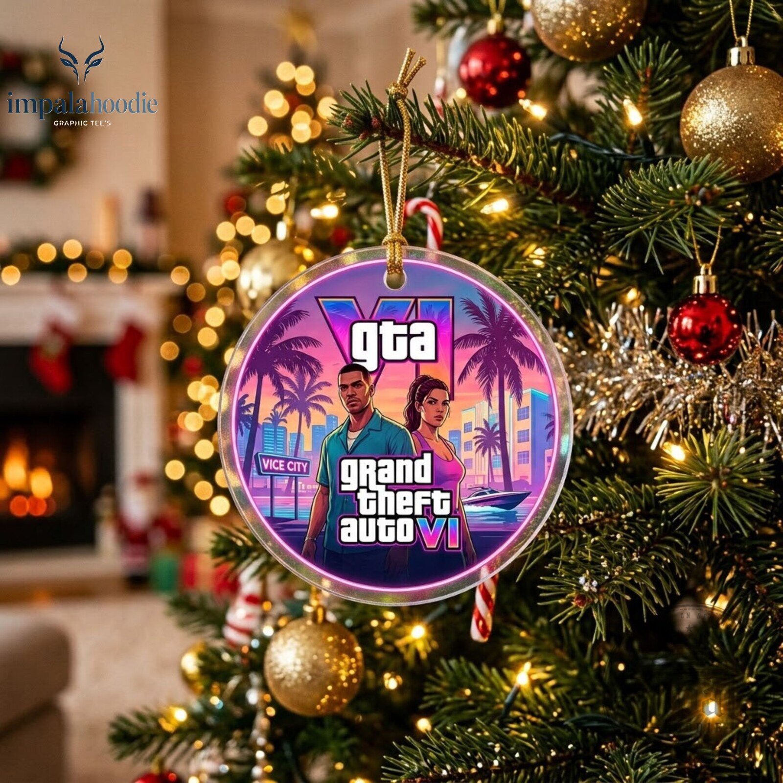 GTA 6 Grand Theft Auto VI Vice City Christmas Ornament