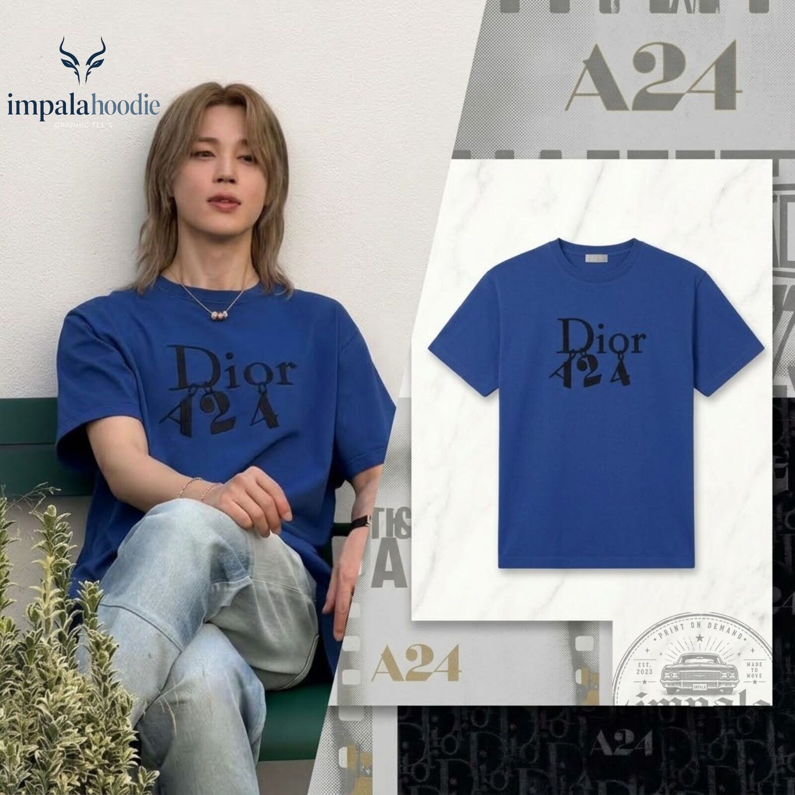 BTS Jimin Dior A24 Blue T-Shirt