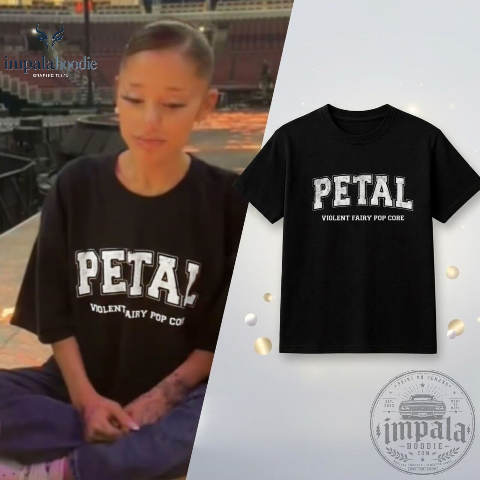 Ariana Grande Petal Violent Fairy Pop Core 2 Sided Graphic T-Shirt