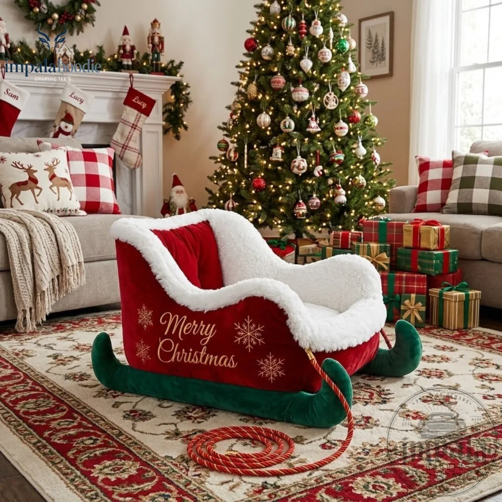 "Cozy Christmas Pet Beds, Santa Paws Boots, and Festive Ornaments" 30 Christmas Cozy Santa Sleigh Pet Bed For Cat & Dog