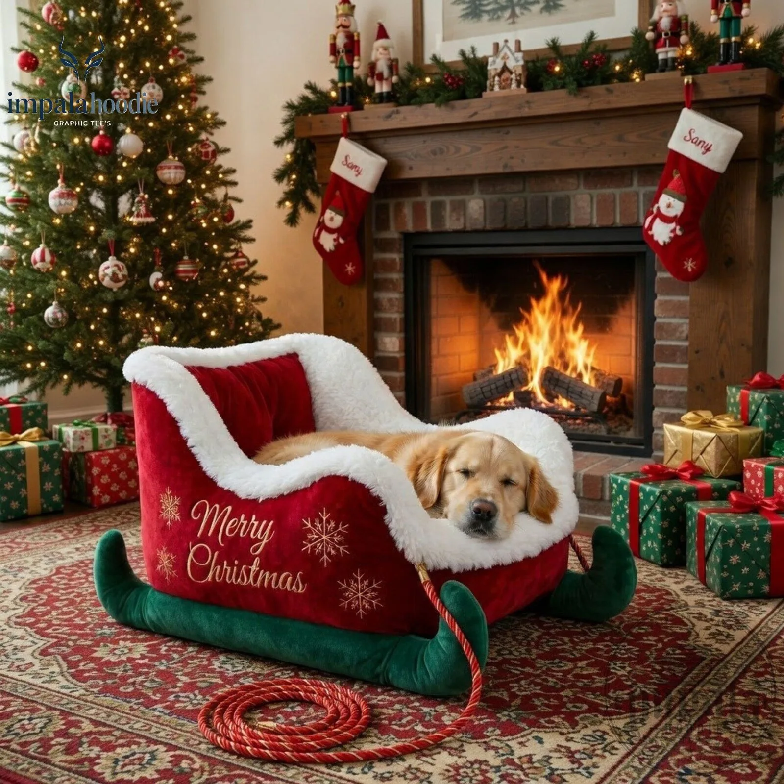 Christmas Cozy Santa Sleigh Pet Bed For Cat & Dog 9 Christmas Cozy Santa Sleigh Pet Bed For Cat & Dog