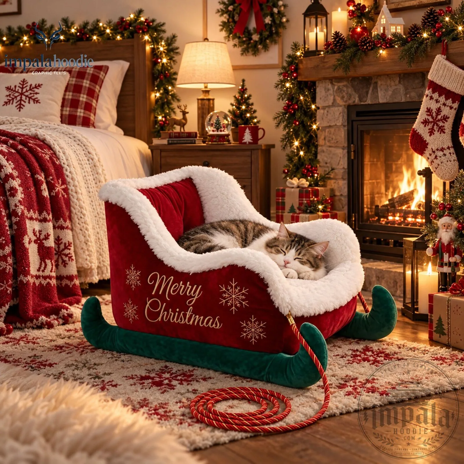 Christmas Cozy Santa Sleigh Pet Bed For Cat & Dog 10 Christmas Cozy Santa Sleigh Pet Bed For Cat & Dog