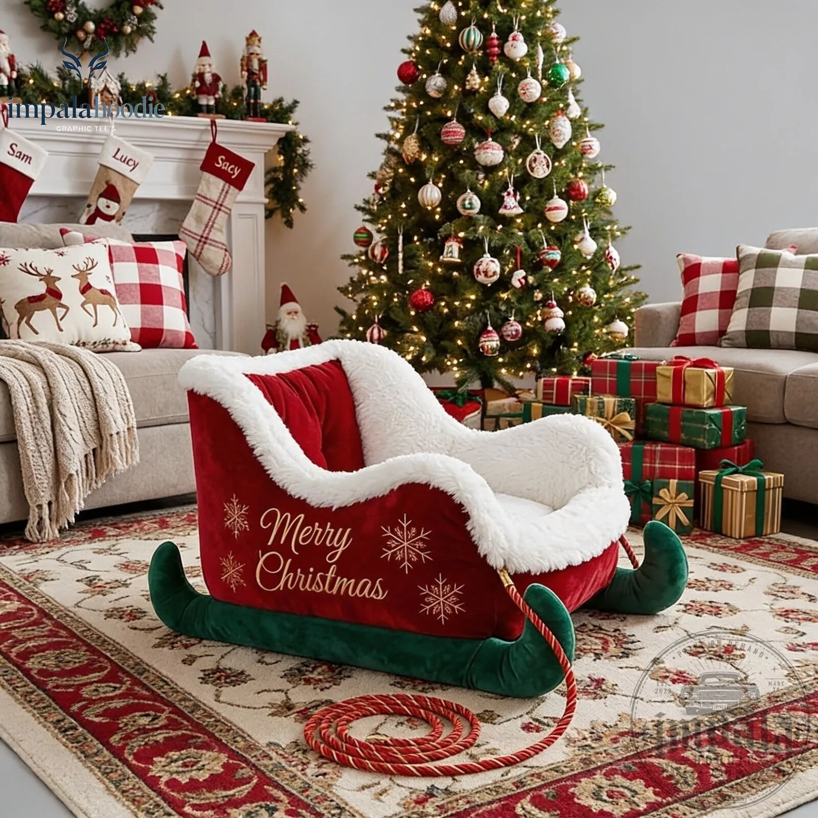 Christmas Cozy Santa Sleigh Pet Bed For Cat & Dog 11 Christmas Cozy Santa Sleigh Pet Bed For Cat & Dog