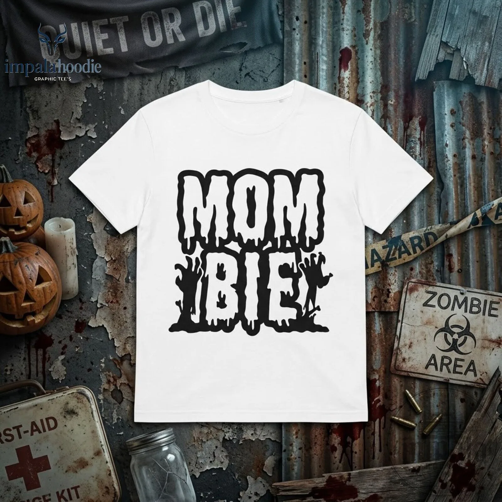 Mom x Zombie Mombie Funny Halloween Graphic T-Shirt