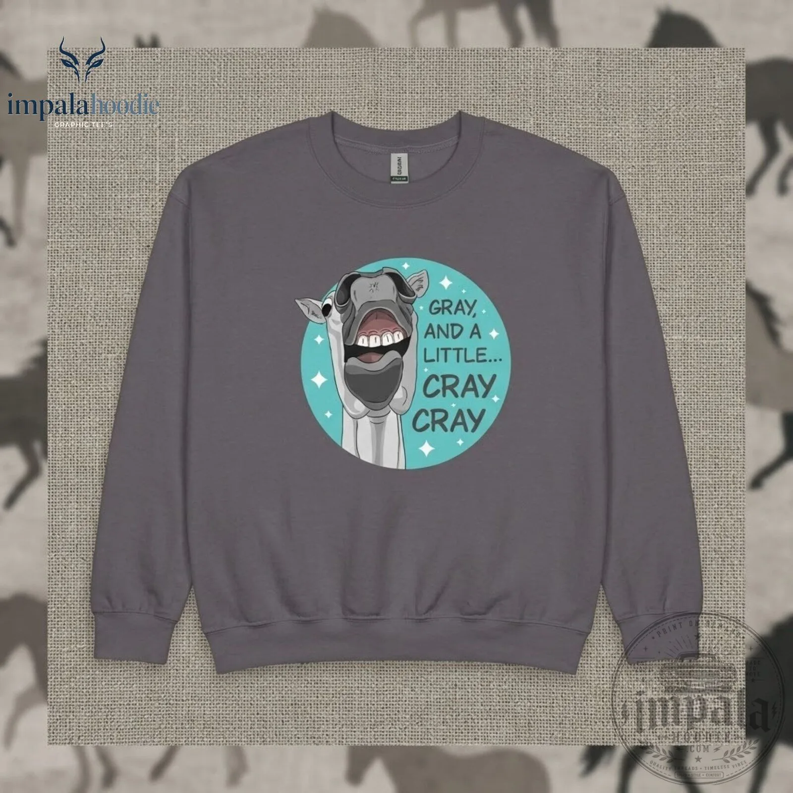 Gray And A Little Cray Cray Quirky Horse Sweater