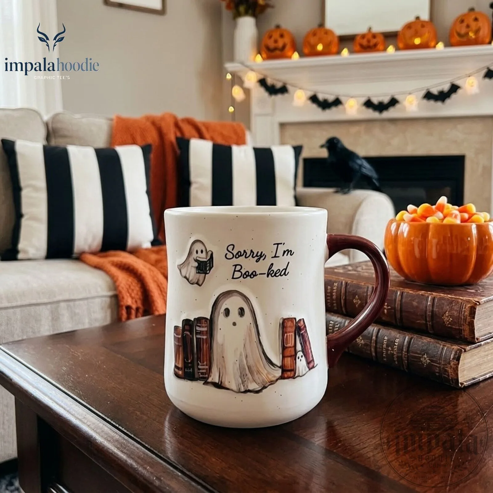 Sorry I'm Boo-ked CuteHalloween Ghost Book Lover Ceramic Mug
