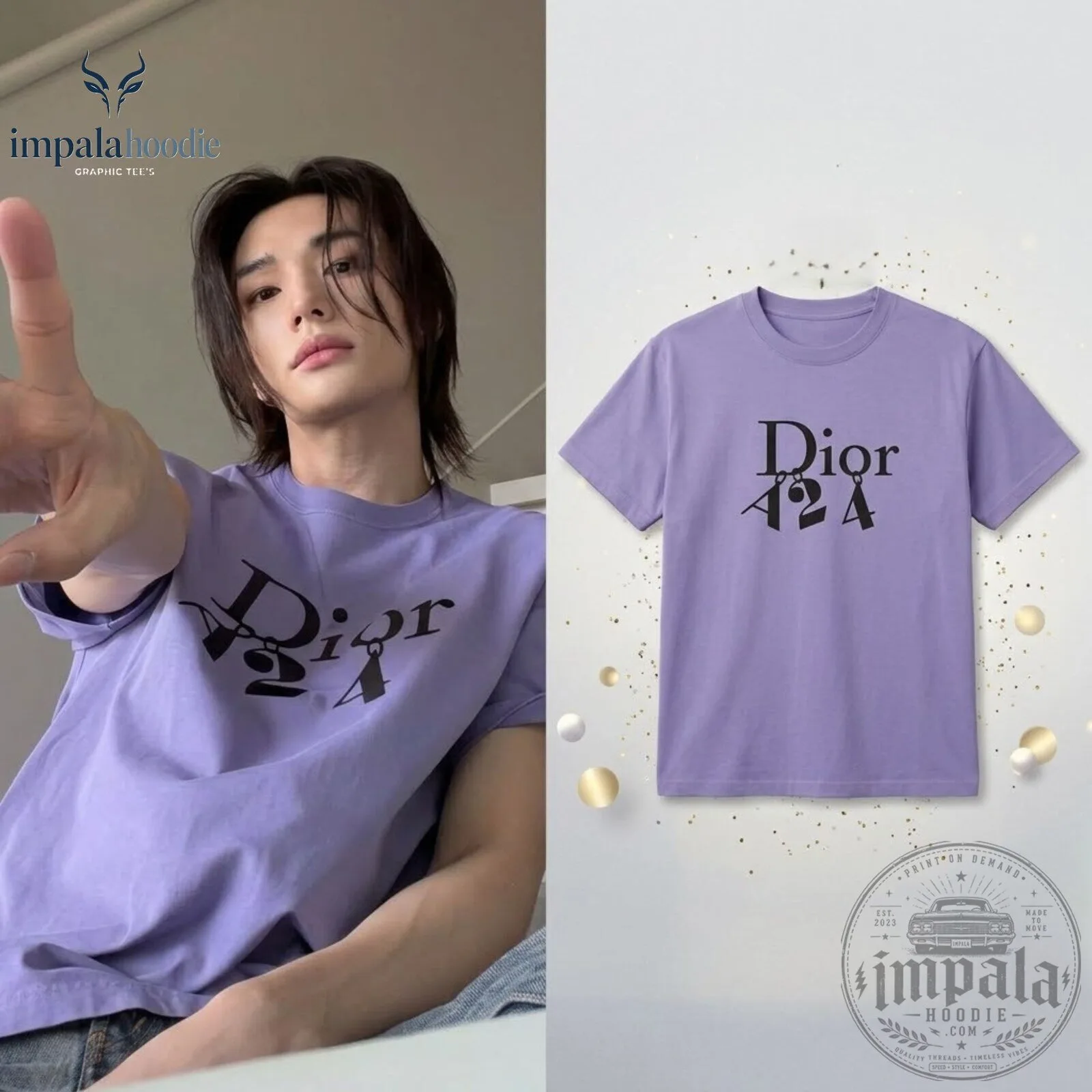 Stray Kids Hyunjin Dior A24 Purple T-Shirt