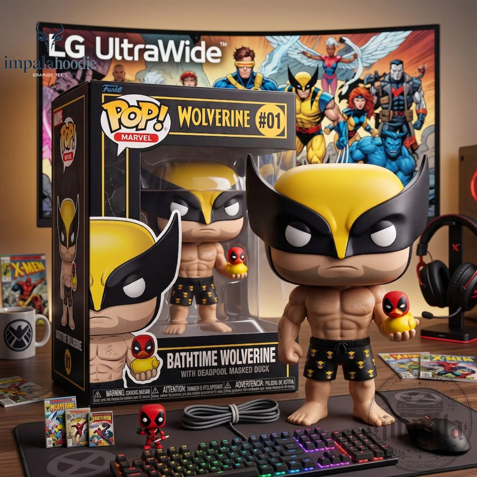 Bath Time Wolverine With Deadpool Duck Marvel Collectible Funko Pop Figure