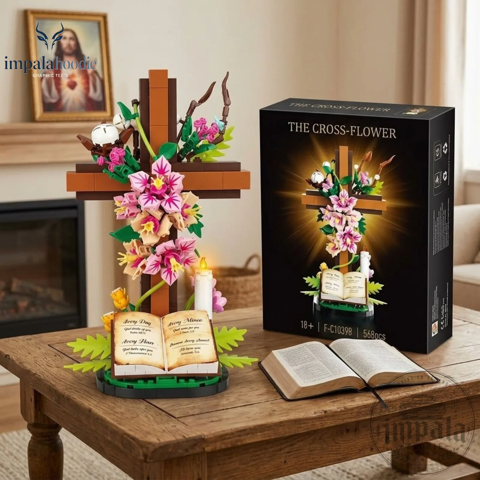 The Cross FLower Religious Building Set