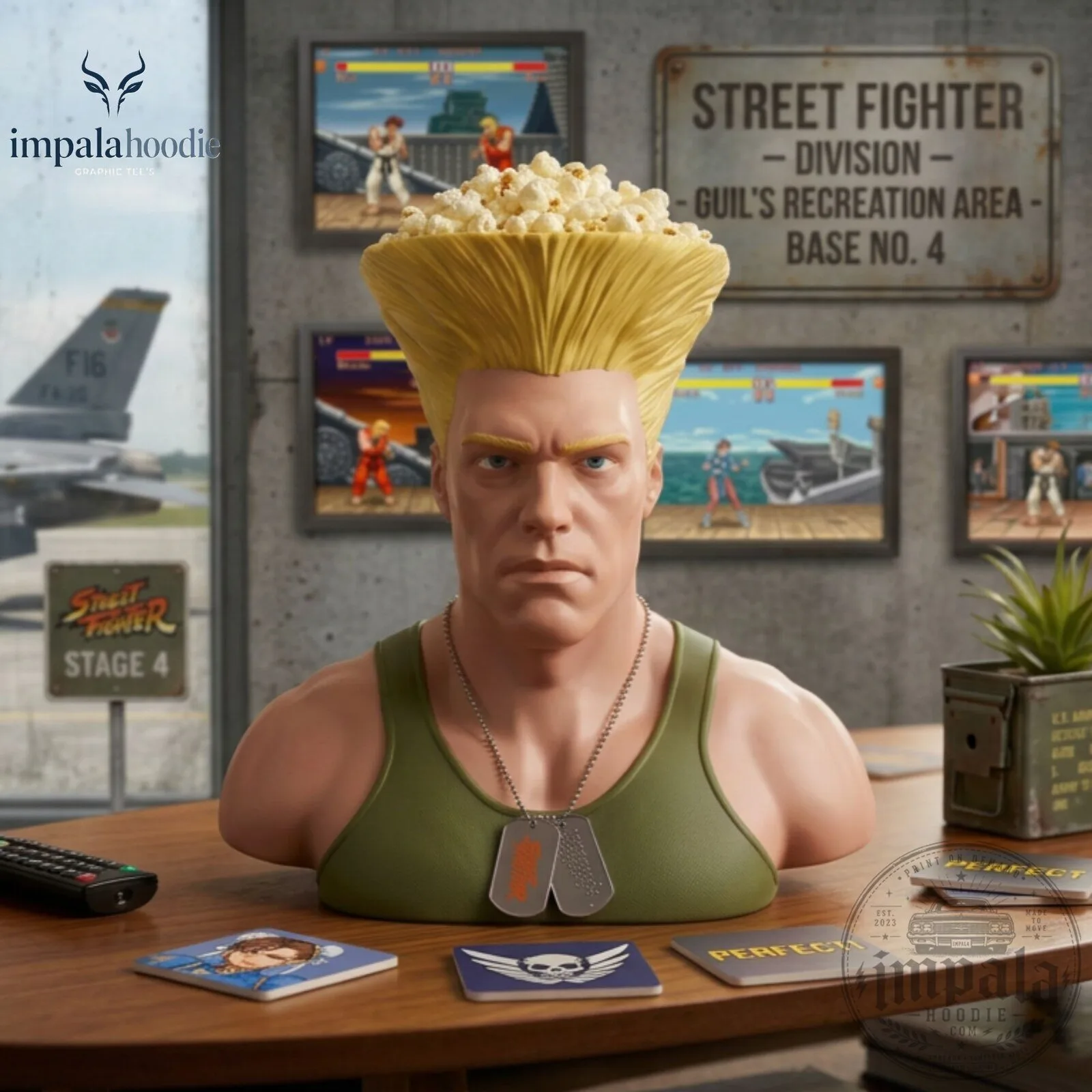 Street Fighter Guile Bust Popcorn Bucket With Removable Dog Tag