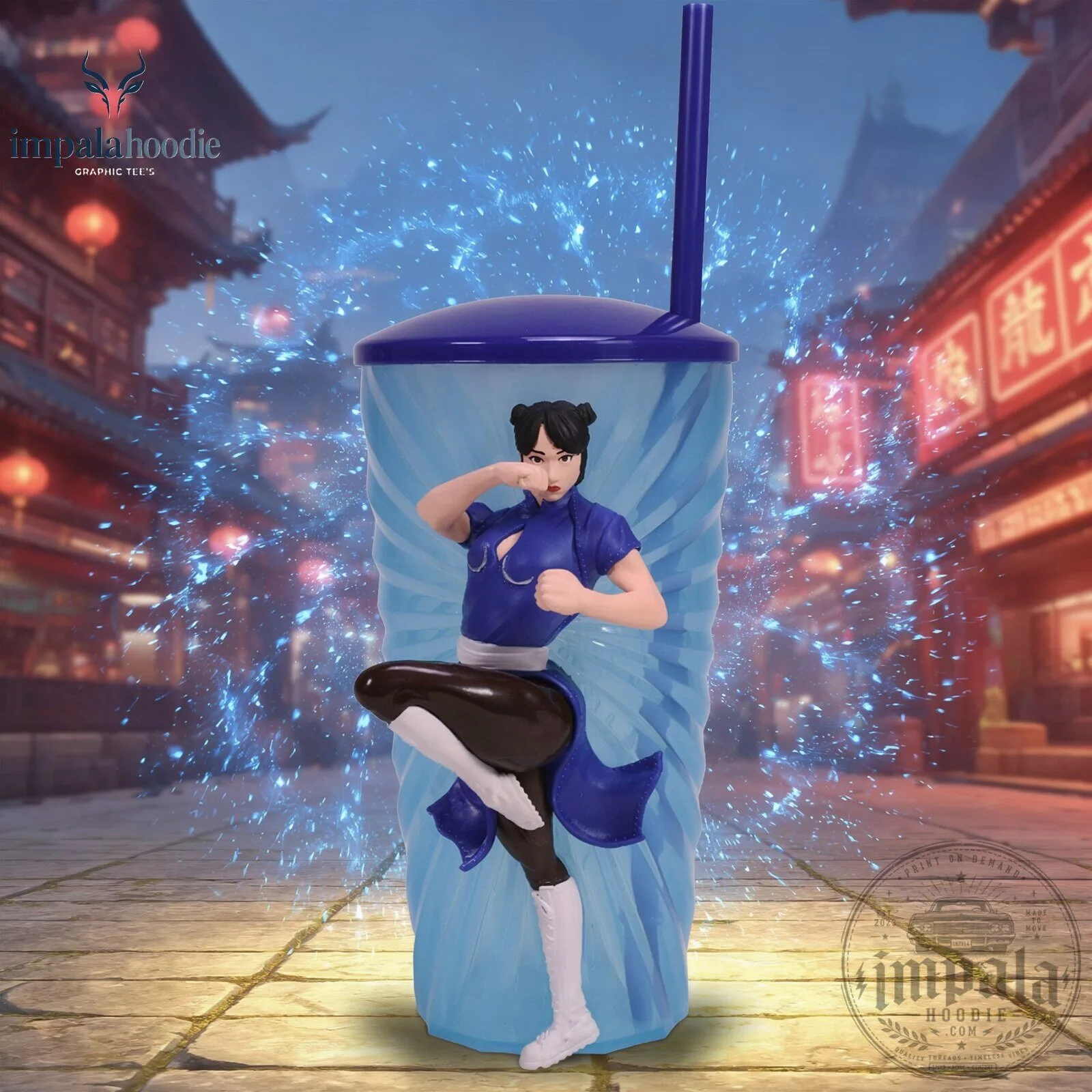 Street Fighter Chun-Li Kickable Knee Strike Action Figure 28oz Tumbler