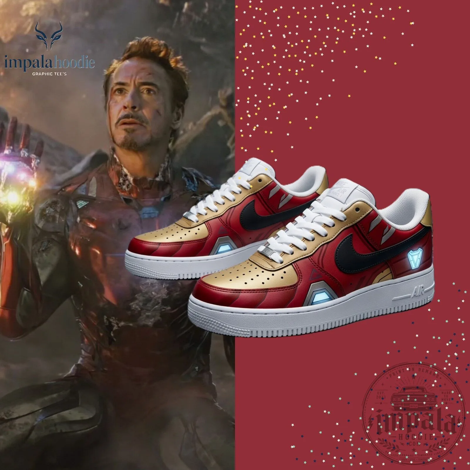 Marvel Avengers Endgame Iron Man Air Force 1 Sneakers
