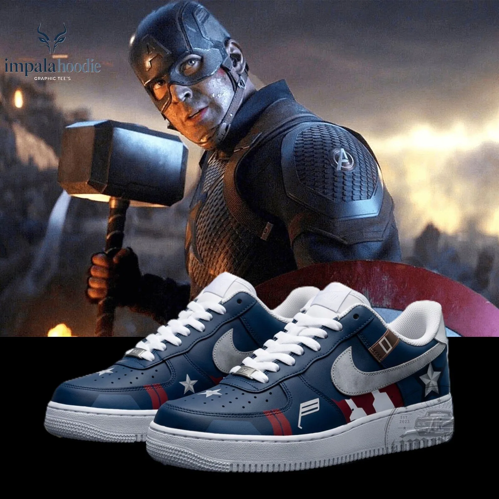 Marvel Avengers Endgame Captain America Air Force 1 Sneakers