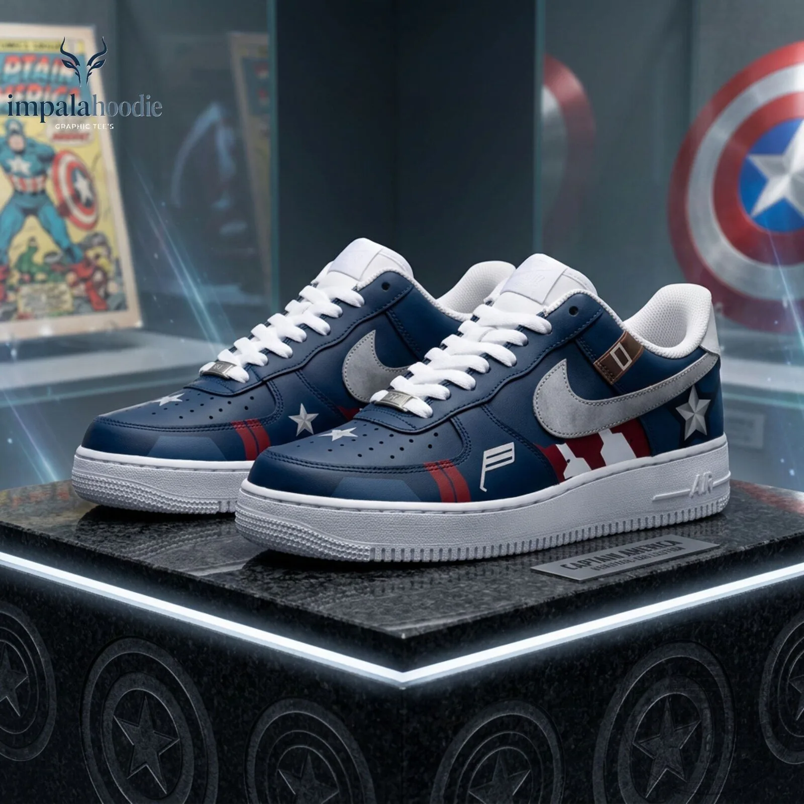 Marvel Avengers Endgame Captain America Air Force 1 Sneakers 9 Marvel Avengers Endgame Captain America Air Force 1 Sneakers