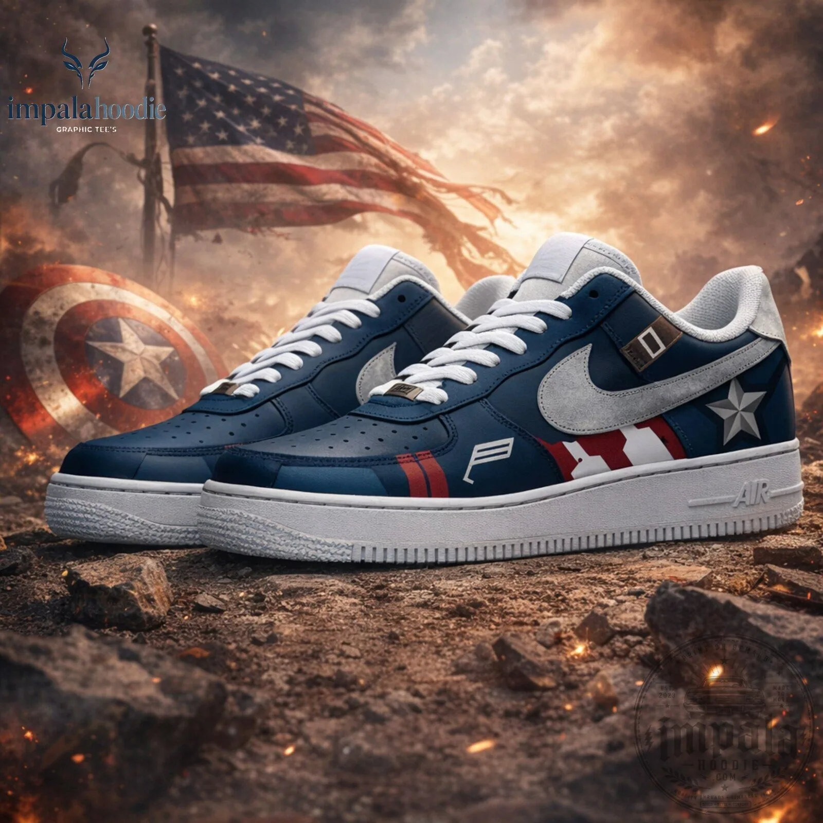 Marvel Avengers Endgame Captain America Air Force 1 Sneakers 10 Marvel Avengers Endgame Captain America Air Force 1 Sneakers