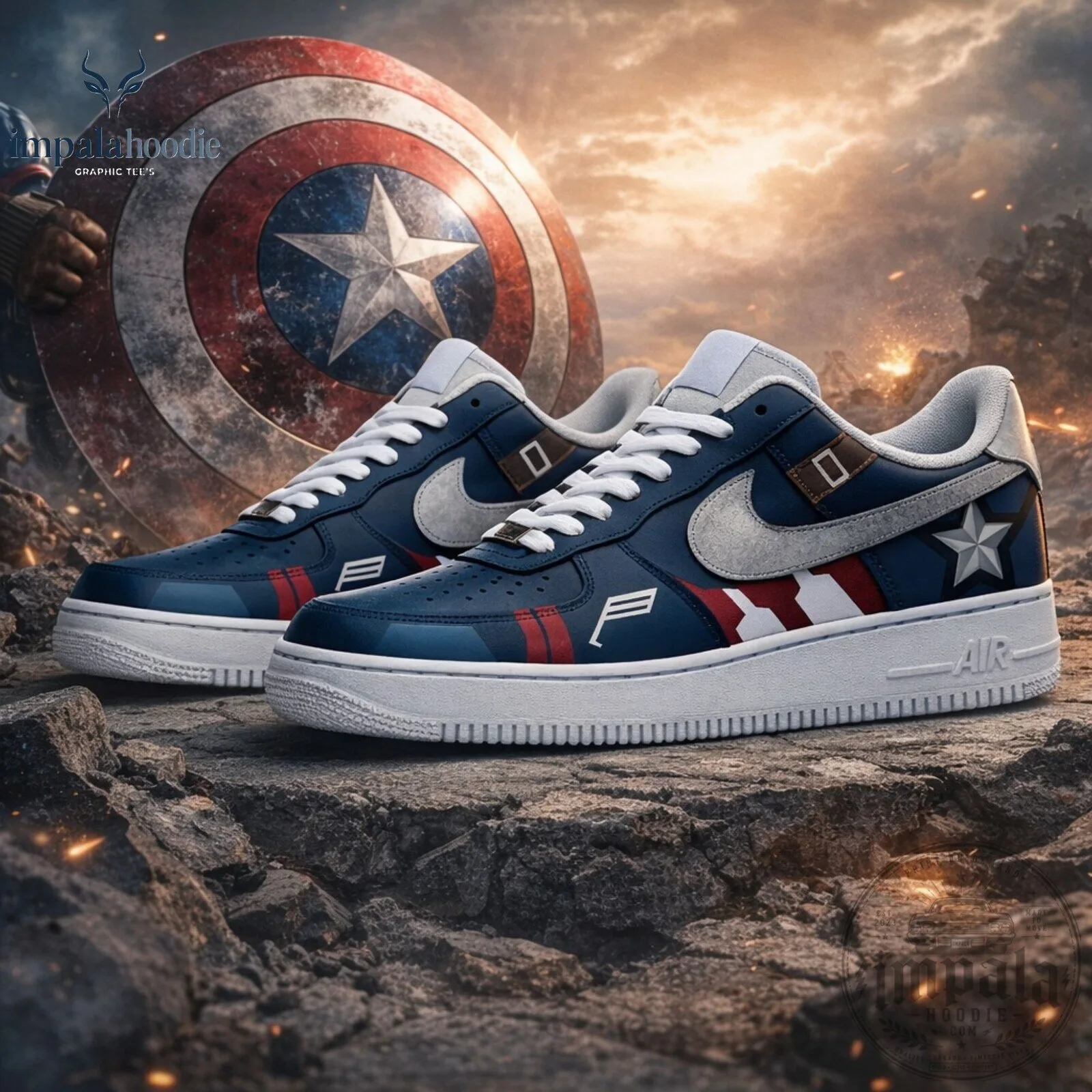 Marvel Avengers Endgame Captain America Air Force 1 Sneakers 11 Marvel Avengers Endgame Captain America Air Force 1 Sneakers