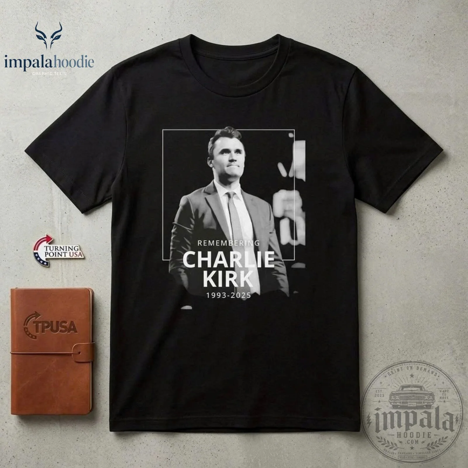 Charlie Kirk Memorial Black Remembrance Tribute T-Shirt 1993–2025