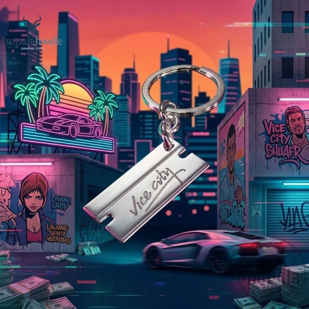 Grand Theft Auto VI GTA 6 Vice City Metal Keychain Grand Theft Auto VI GTA 6 Vice City Metal Keychain