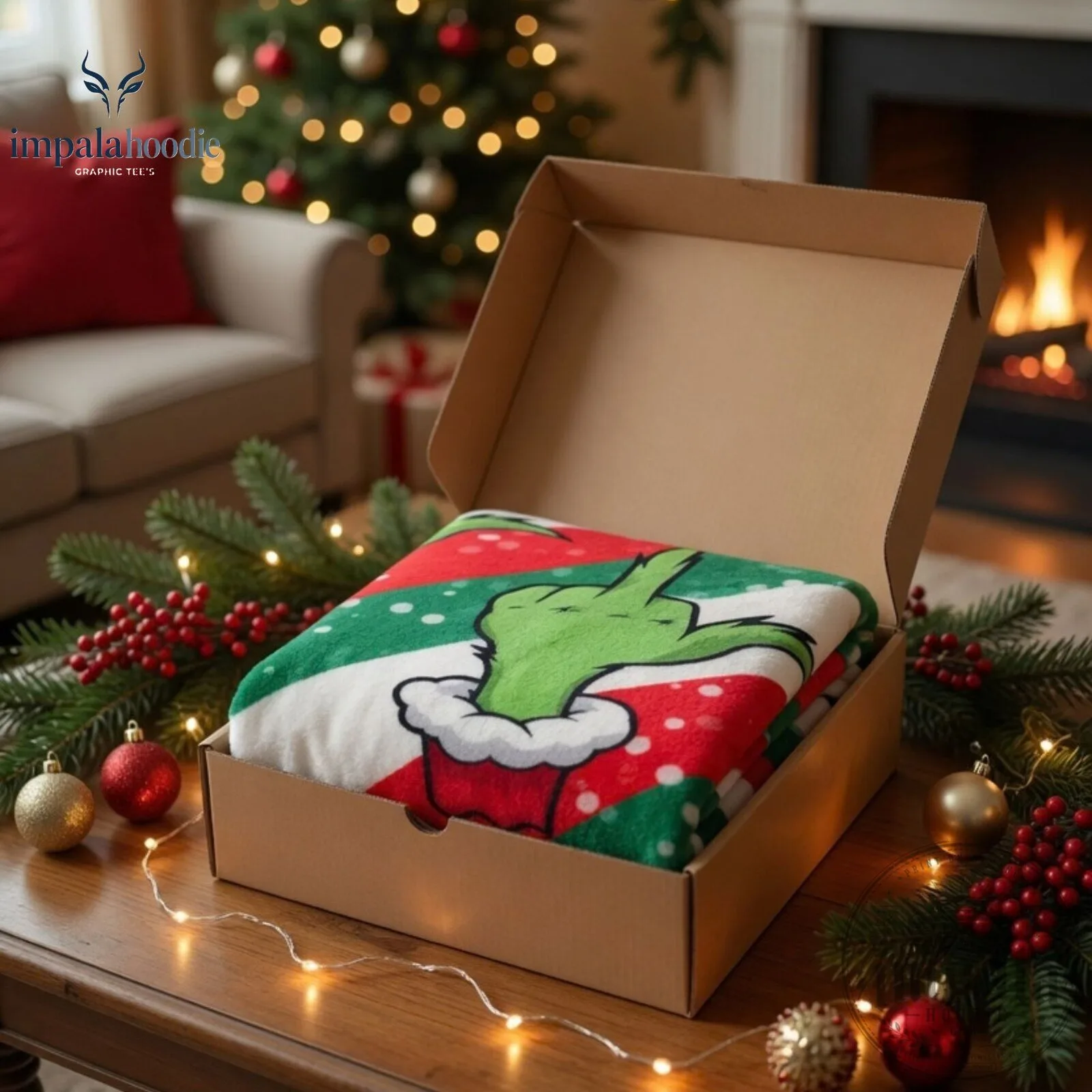 Grinch Flipping Middle Finger Christmas Fleece Blanket 11 Grinch Flipping Middle Finger Christmas Fleece Blanket