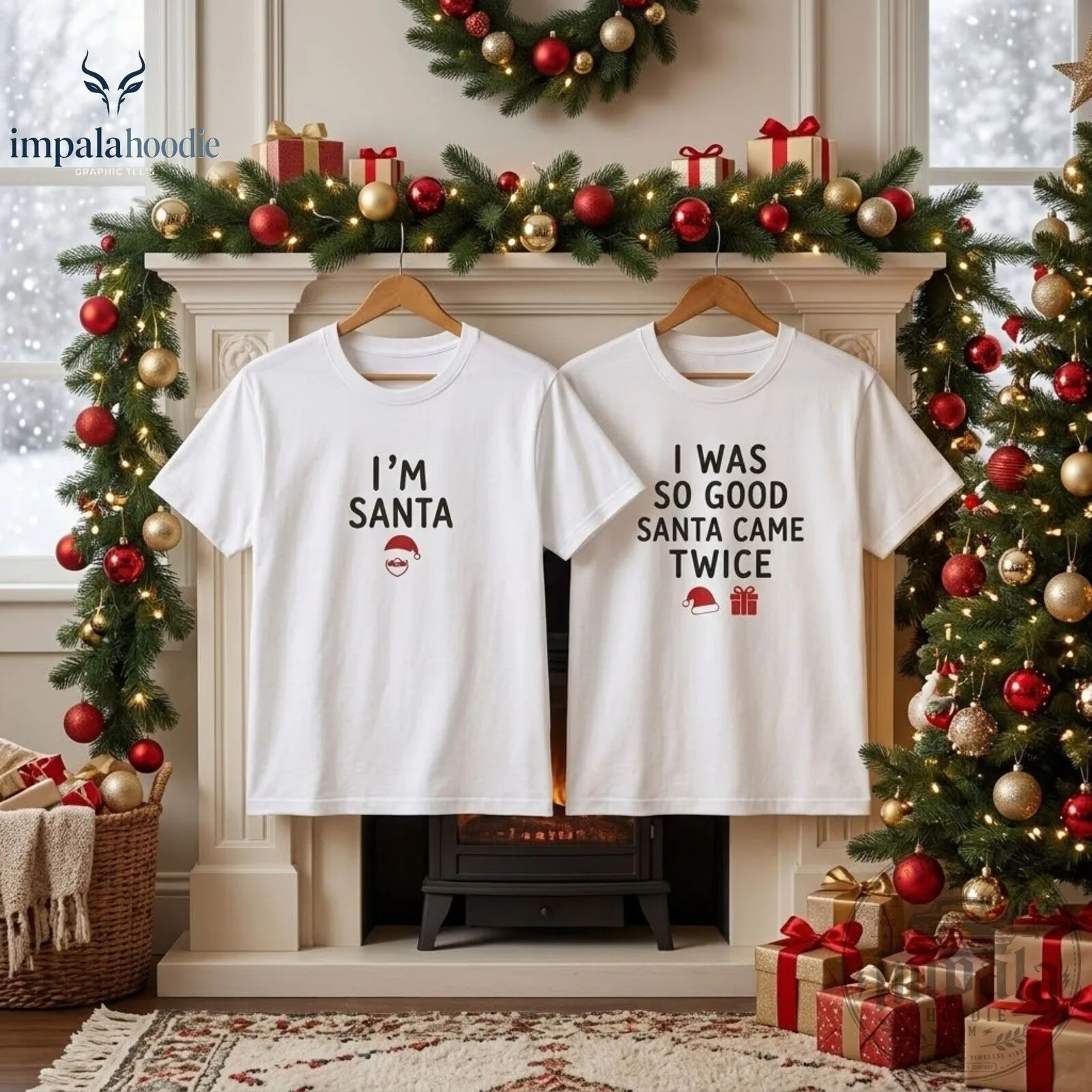 I'm Santa I Was So Good Santa Came Twice Funny Couple Matching T-Shirt