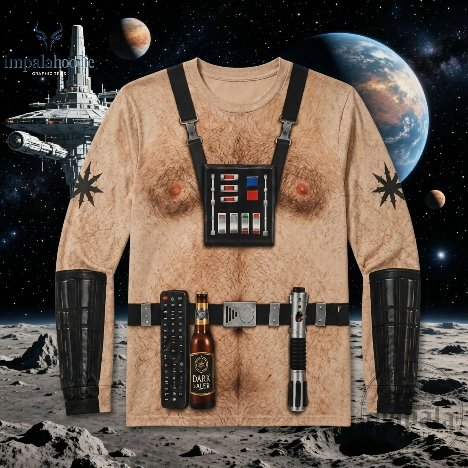 Star Wars Naked Dark Side Darth Vader Ugly Long Sleeve T-Shirt