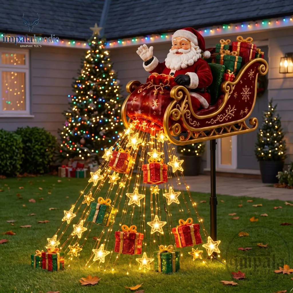 Santa Claus Sleigh With Gifts & Star Lights Christmas LED Light Santa Claus Sleigh With Gifts & Star Lights Christmas LED Light