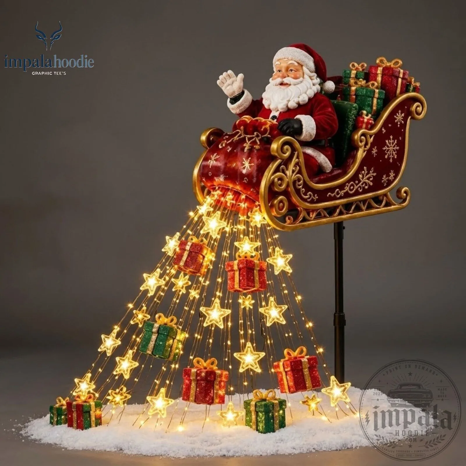 Santa Claus Sleigh With Gifts & Star Lights Christmas LED Light 11 Santa Claus Sleigh With Gifts & Star Lights Christmas LED Light