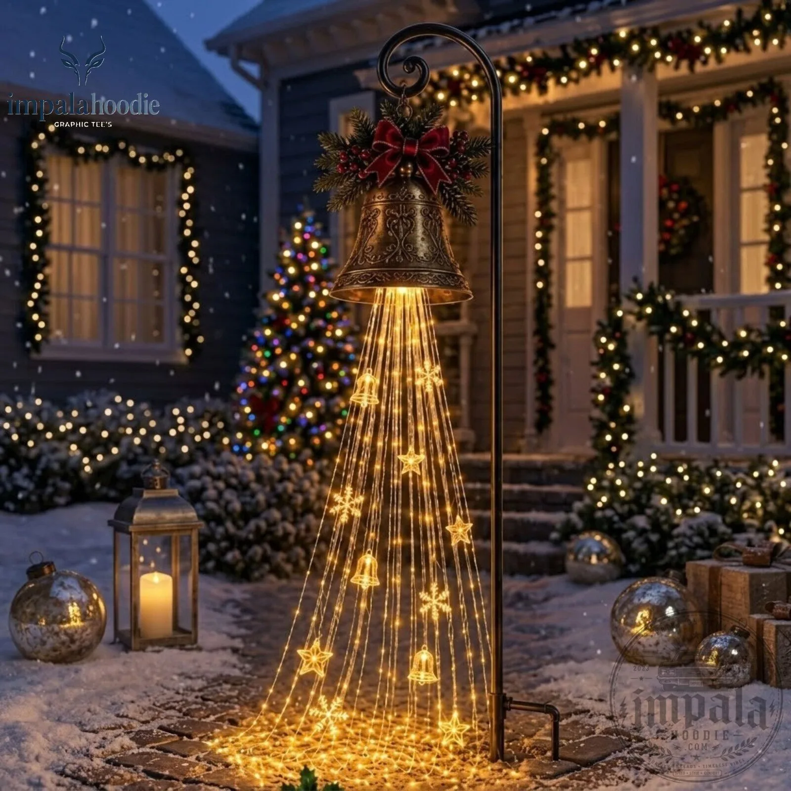 Christmas Bell With Snowflake & Star Lights LED Light