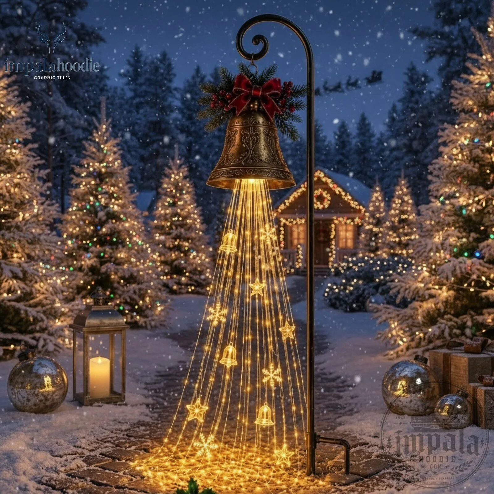 Christmas Bell With Snowflake & Star Lights LED Light 9 Christmas Bell With Snowflake & Star Lights LED Light