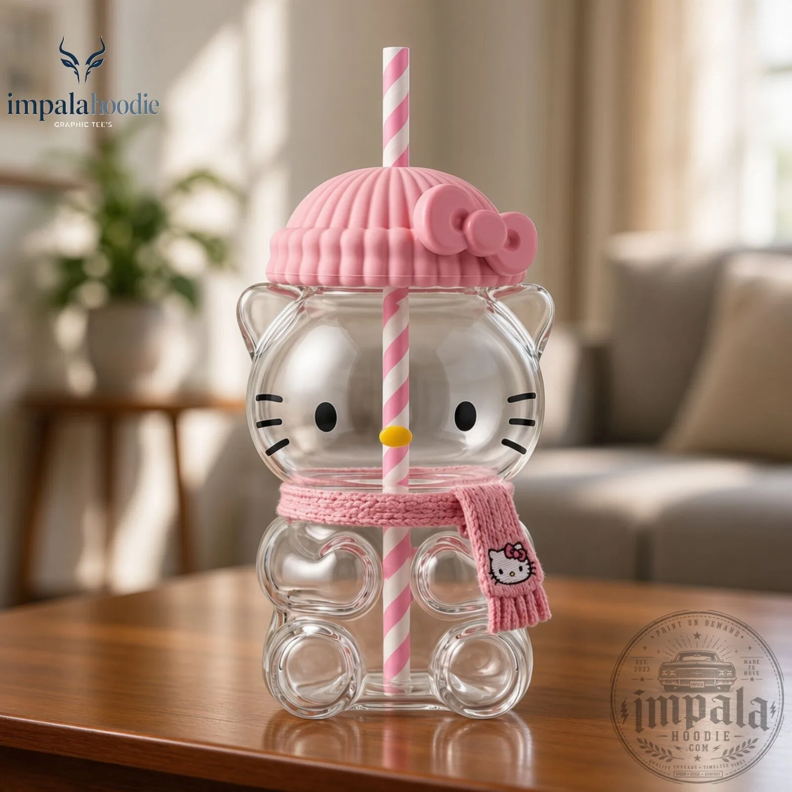 Hello Kitty Tumbler With Straw & Knit Scarf