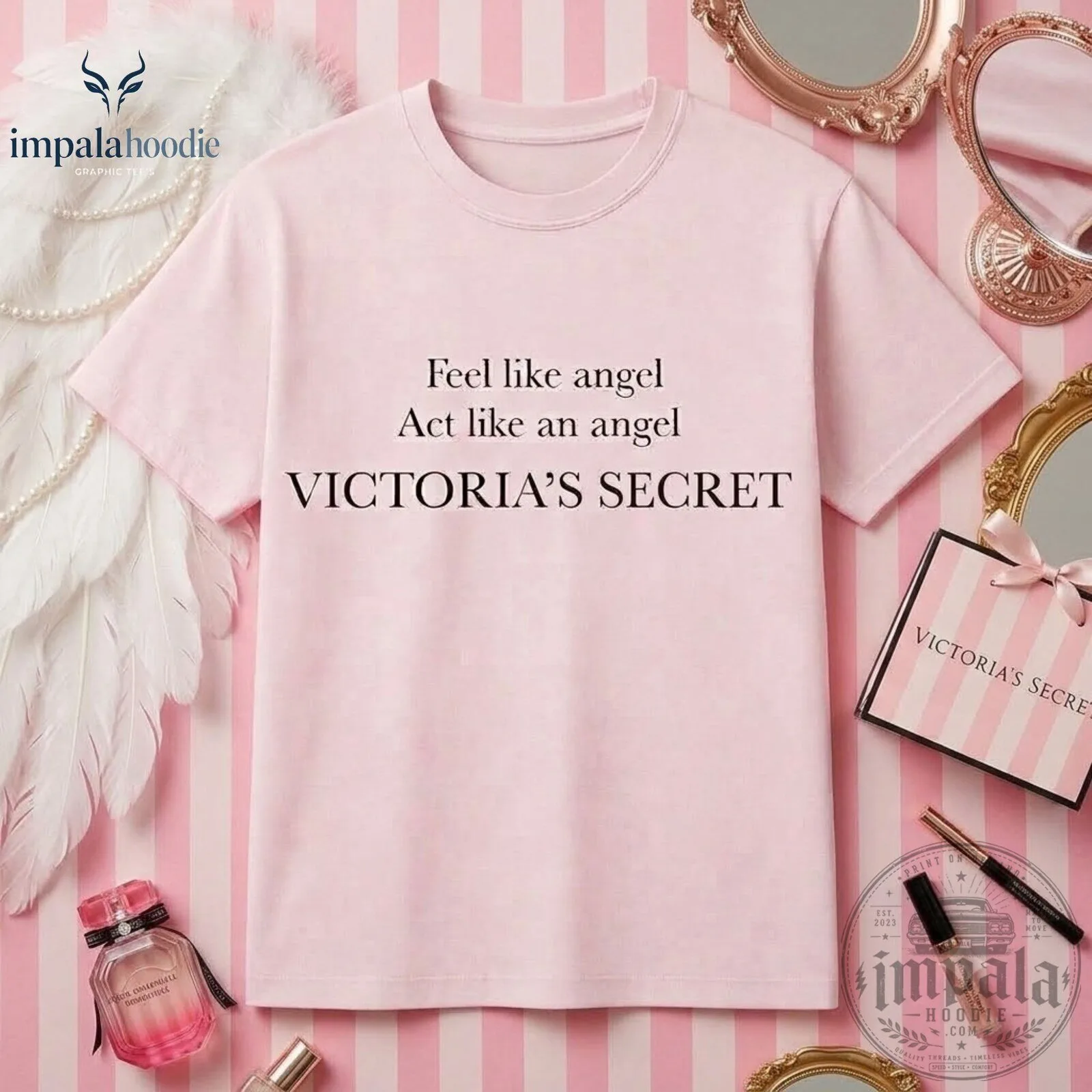 Feel Like Angel Act Like An Angel Victoria's Secret Pink T-Shirt 5 Feel Like Angel Act Like An Angel Victoria's Secret Pink T-Shirt