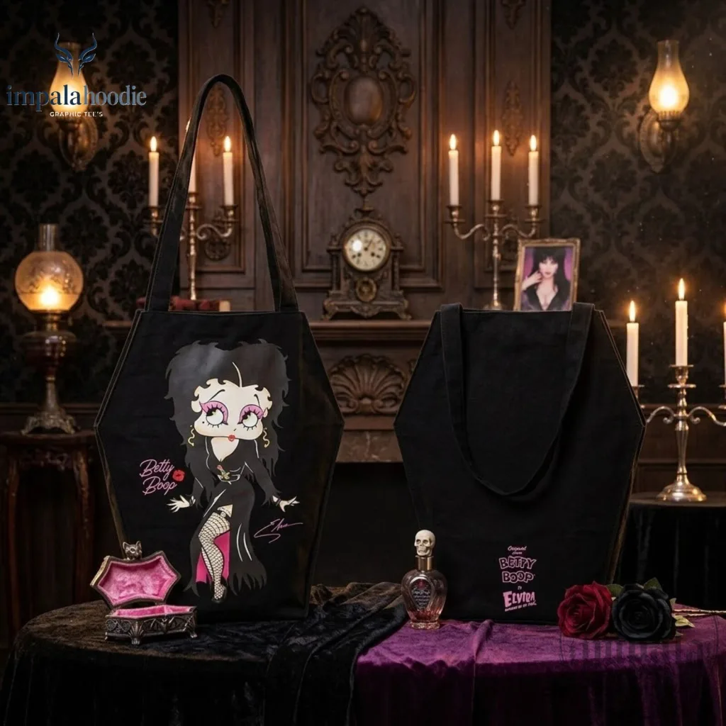 Betty Boop x Elvira Coffin Shaped Tote Bag Betty Boop x Elvira Coffin Shaped Tote Bag