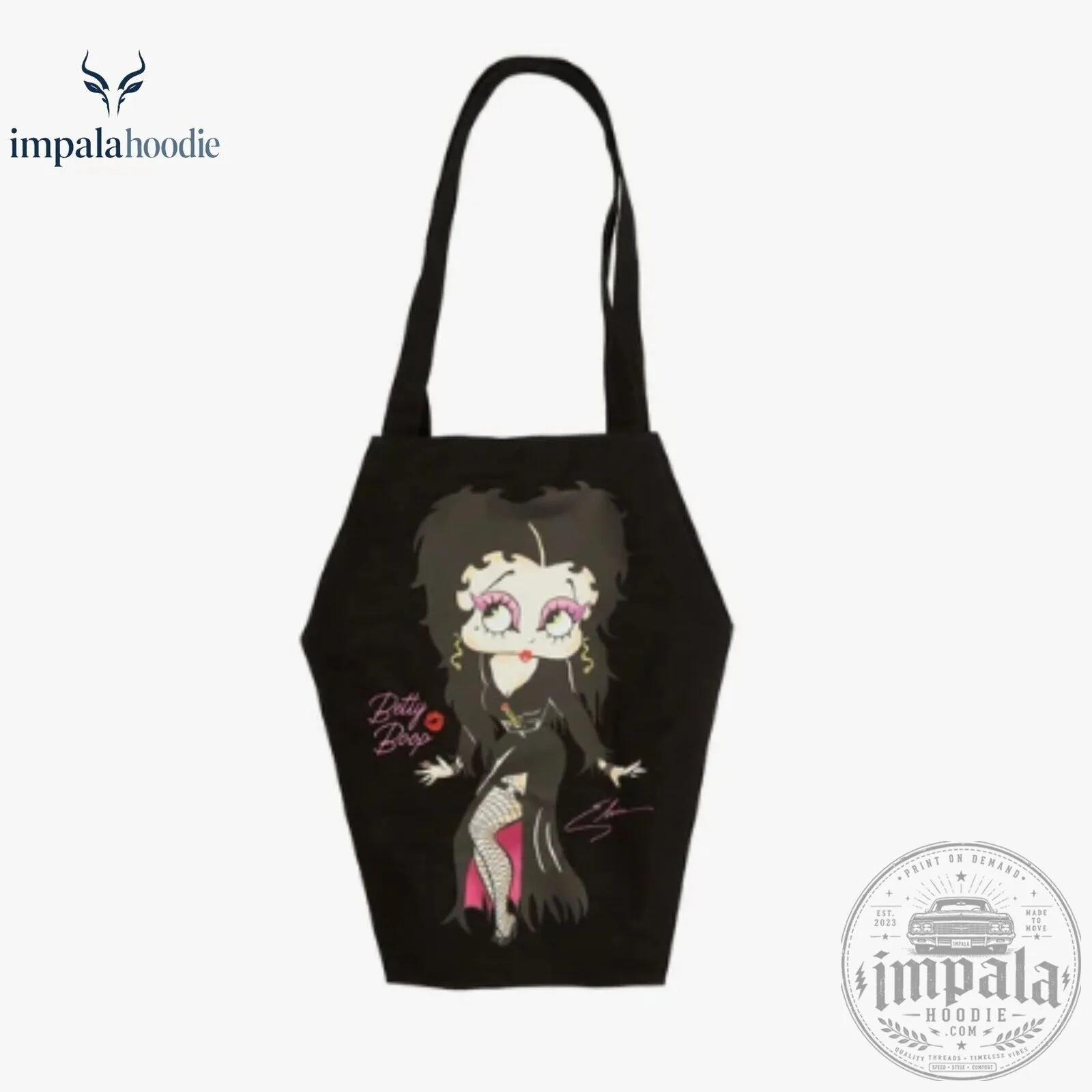 Betty Boop x Elvira Coffin Shaped Tote Bag 9 Betty Boop x Elvira Coffin Shaped Tote Bag