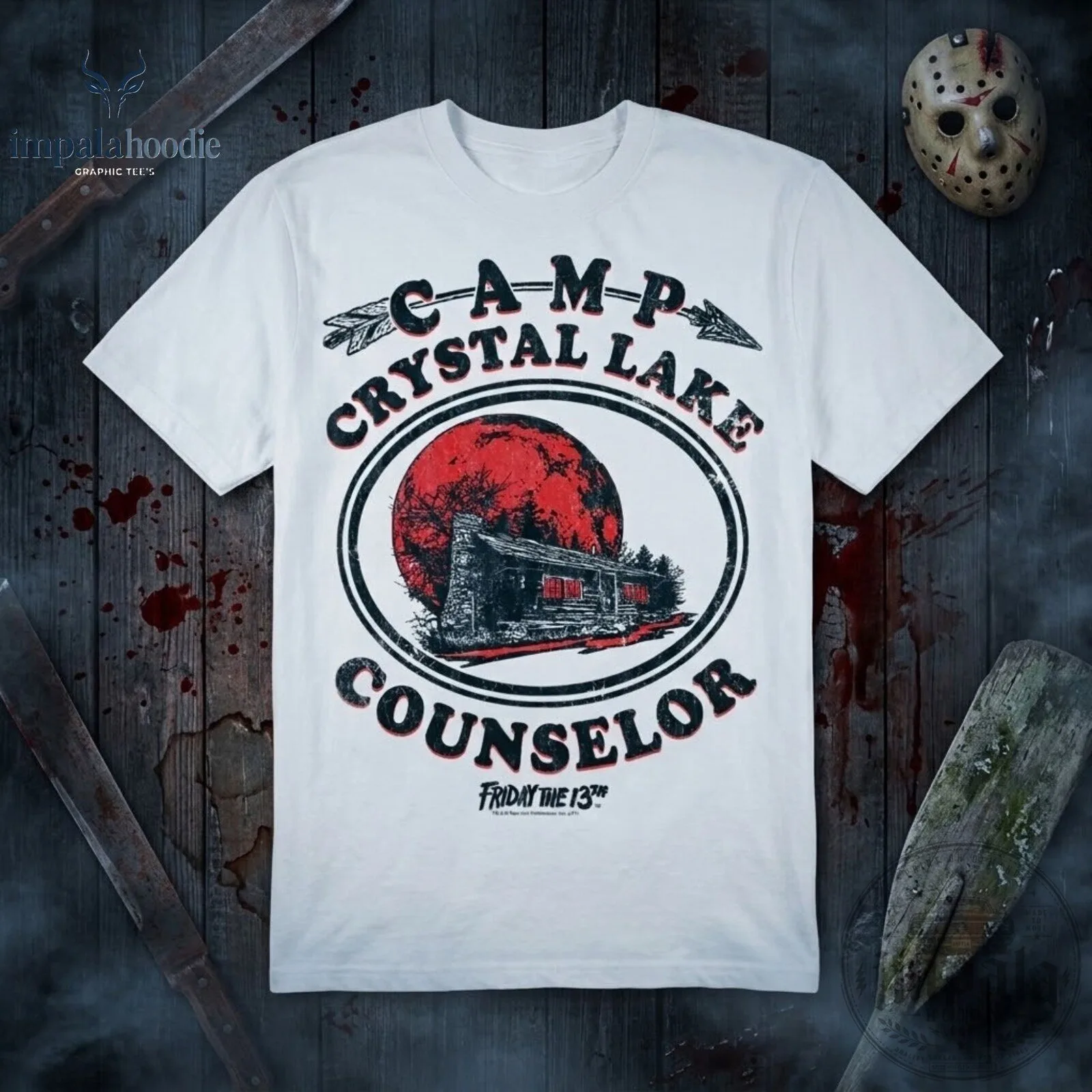 Friday The 13th Camp Crystal Lake Counselor 80s Classic Horror Movie T-Shirt