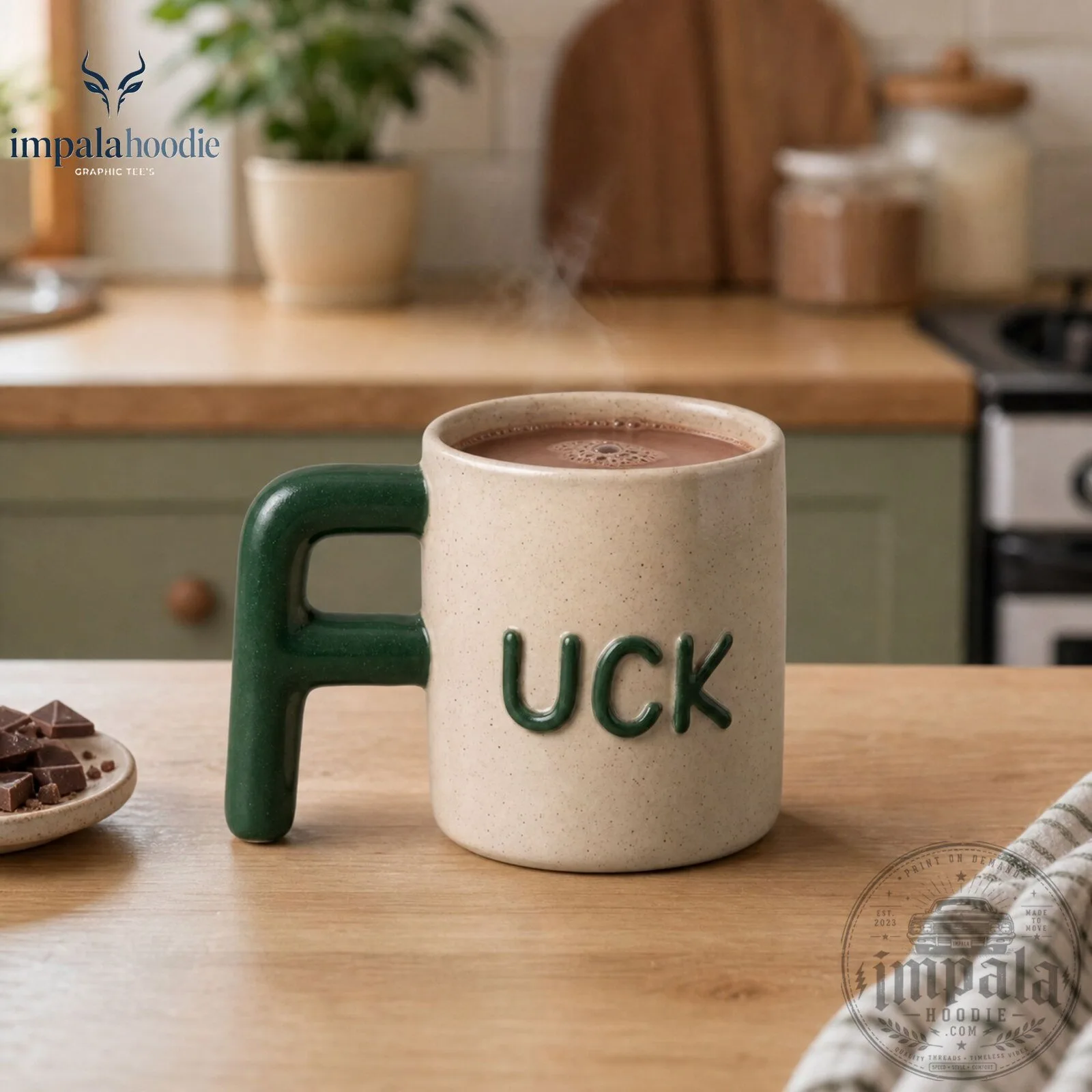 Funny F Word With Green Letter Handle Ceramic Mug