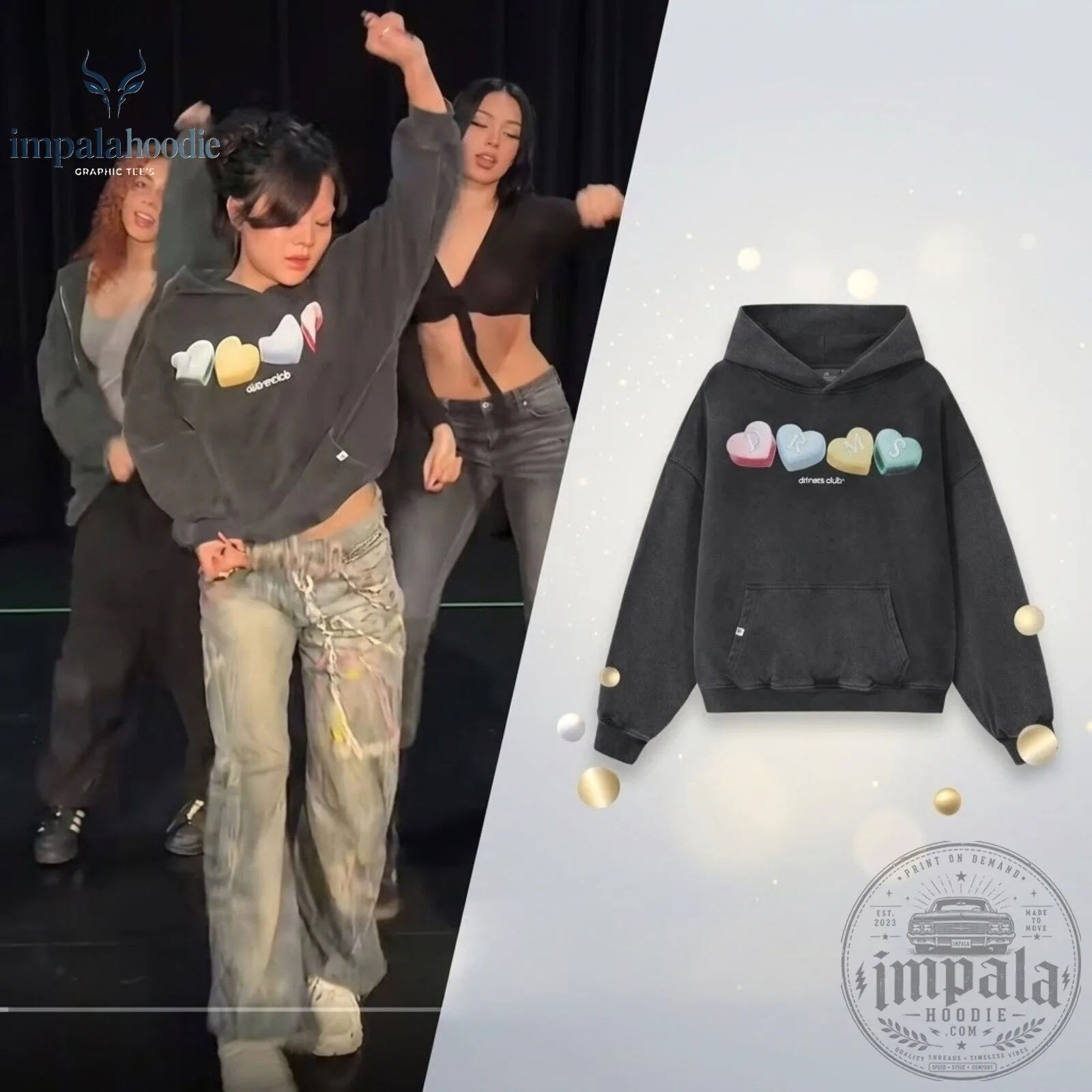Rei Ami Candy Hearts Black Hoodie