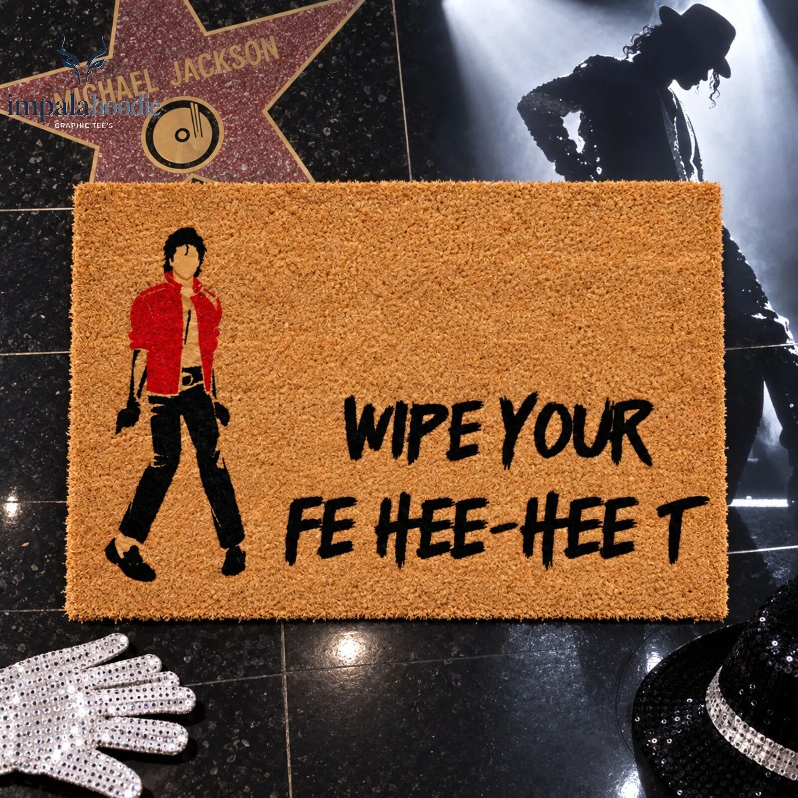 Wipe Your Fe Hee-Heet Funny Michael Jackson Doormat
